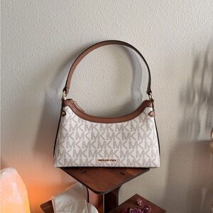 Michael Kors Tan and Cream Logo Shoulder Bag